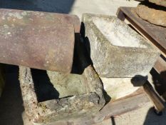 A 19th.C.CARVED STONE TROUGH AND A LATER COMPOSITE STONE EXAMPLE.