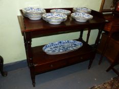 A VICTORIAN MAHOGANY GALLERY TOP TWO TIER SERVER. W.98cms.