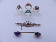 A COLLECTION OF EARLY JEWELLERY TO INCLUDE A VICTORIAN OPAL AND PASTE RING DATED 1907 CHESTER, A 9ct