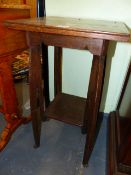 AN ARTS AND CRAFTS SCOTTISH SCHOOL SMALL OAK OCCASIONAL TABLE AND A FURTHER ARTS AND CRAFTS