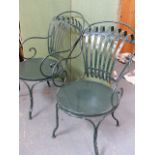 A PAIR OF FRANCOIS CARRE SPRUNG BACK GARDEN OR CAFE ARMCHAIRS.