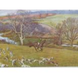 LIONEL EDWARDS (1878-1966) A HUNT SCENE INSCRIBED AND SIGNED BY VARIOUS HUNTERS AND EDWARDS, A
