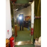 A PAIR OF LARGE CONTEMPORARY WALL MIRRORS WITH SHAPED MIRRORED FRAMES. 200 x 100cms.