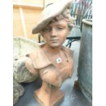 A CLASSICAL FRENCH STYLE TERRACOTTA BUST. H.61cms.