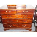 A 19th.C.MAHOGANY SMALL CHEST OF TWO SHORT AND THREE LONG GRADUATED DRAWERS. W.94cms.