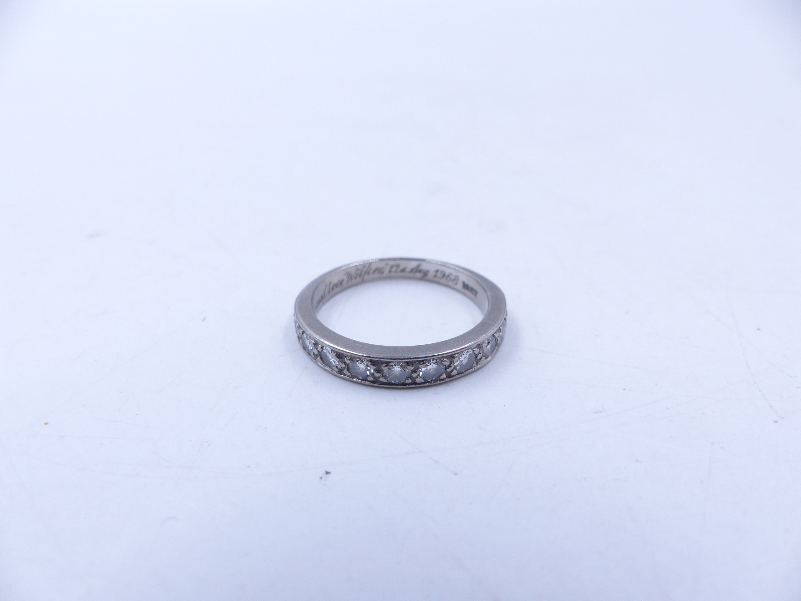 AN 18ct WHITE GOLD DIAMOND HALF ETERNITY RING WITH TEN BRILLIANT CUT PAVE SET DIAMONDS. FINGER - Image 10 of 10