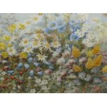 CUTHBERT GRESLEY. 20th.C. ARR. FLOWERS FROM THE MEADOW, SIGNED WATERCOLOUR. 39 x 55cms.