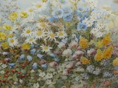 CUTHBERT GRESLEY. 20th.C. ARR. FLOWERS FROM THE MEADOW, SIGNED WATERCOLOUR. 39 x 55cms.