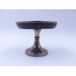 A SILVER HALLMARKED AND TORTOISE SHELL TAZZA. HEIGHT 9cms, DIAMETER 10cms. DATED 1919, LONDON.
