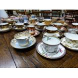 TWENTY FOUR ASSORTED CABINET CUPS AND SAUCERS, MOSTLY SPODE, EARLY 19th.C. AND LATER.