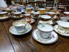 TWENTY FOUR ASSORTED CABINET CUPS AND SAUCERS, MOSTLY SPODE, EARLY 19th.C. AND LATER.