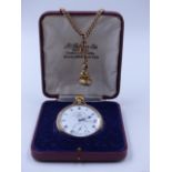 A 9ct GOLD OPEN FACE THOS RUSSELL & SON OF LIVERPOOL FITTED CASED POCKET WATCH, DATED 1912 WITH A