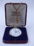 A 9ct GOLD OPEN FACE THOS RUSSELL & SON OF LIVERPOOL FITTED CASED POCKET WATCH, DATED 1912 WITH A