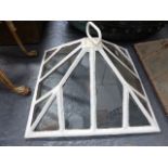 AN ANTIQUE CAST IRON FRAME GARDEN CLOCHE LATER PAINTED WHITE.