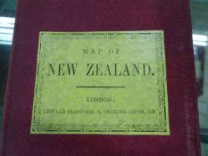 MAP: EDWARD STANFORD. A 19th.C.HAND COLOURED FOLDING MAP OF NEW ZEALAND, PUBLISHED IN 1863.