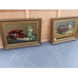 A PAIR OF OIL ON CANVAS STILL LIFE STUDIES SIGNED ROSE HOLT.