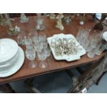 A QTY OF PLATED CUTLERY, GLASSWARE,ETC.