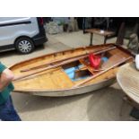 A MIRROR SAILING DINGHY COMPLETE WITH SAILS, OARS, ETC.