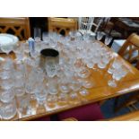 A QTY OF CUT GLASSWARE.