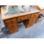 A 19th.C.OAK KNEEHOLE DESK.