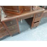 A MAHOGANY PEDESTAL DESK.