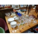 A QTY OF CUT GLASSWARE,TEAWARE,ETC.