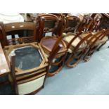 A SET OF VICTORIAN DINING CHAIRS AND VARIOUS OTHERS.