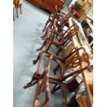 A SET OF SIX MAHOGANY DINING CHAIRS.