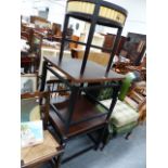 A PAIR OF COFFEE TABLES AND A CIRCULAR TABLE WITH DRAWER.