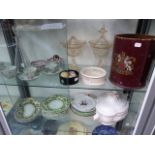 AN ASSORTMENT OF CHINA AND GLASS, ETC.