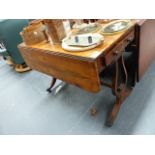 A REGENCY SOFA TABLE WITH LYRE ENDS.