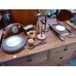 TWO BAROMETERS, VARIOUS TREEN,ETC.