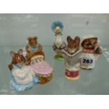 FIVE BESIICK BEATRIX POTTER FIGURES.