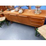 A MID CENTURY RETRO TEAK SIDEBOARD.