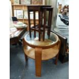 AN ART DECO OCCASIONAL TABLE, A NEST OF TABLES AND A FOLDING TABLE.