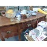 A 19th. C. BOW FRONTED MAHOGANY SIDEBOARD.