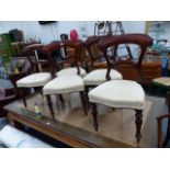 A SET OF VICTORIAN MAHOGANY DINING CHAIRS.
