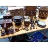 THREE VICTORIAN SEWING BOXES AND VARIOUS TREEN.