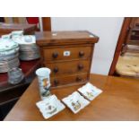 A NEST OF THREE DRAWERS, PORTMEIRION VASE AND THREE GOEBELS STEIFF DISHES.