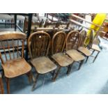 SIX VARIOUS ANTIQUE SIDE CHAIRS.