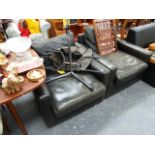 A PAIR OF ART DECO STYLE LEATHER ARMCHAIRS.