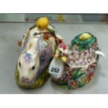 TWO ITALIAN PORCELAIN ANIMAL FORM SMALL TUREENS.