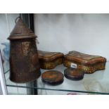 A PAIR OF VINTAGE JACOB AND CO BISCUIT TINS, ETC.