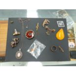 AN AGATE BROOCH, A 9ct. PENDANT, A VINTAGE LOCKET, ETC.