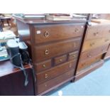 A STAG CHEST OF DRAWERS.