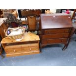 A MAHOGANY BUREAU AND A PINE STAND.