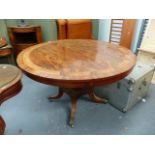 A REGENCY WALNUT TILT TOP BREAKFAST TABLE.