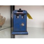 A DOCTOR WHO VINTAGE METAL POLICE BOX TARDIS.