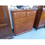 A VICTORIAN MAHOGANY CHEST OF DRAWERS.