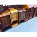 SIX VARIOUS LATE VICTORIAN BEDSIDE CABINETS.